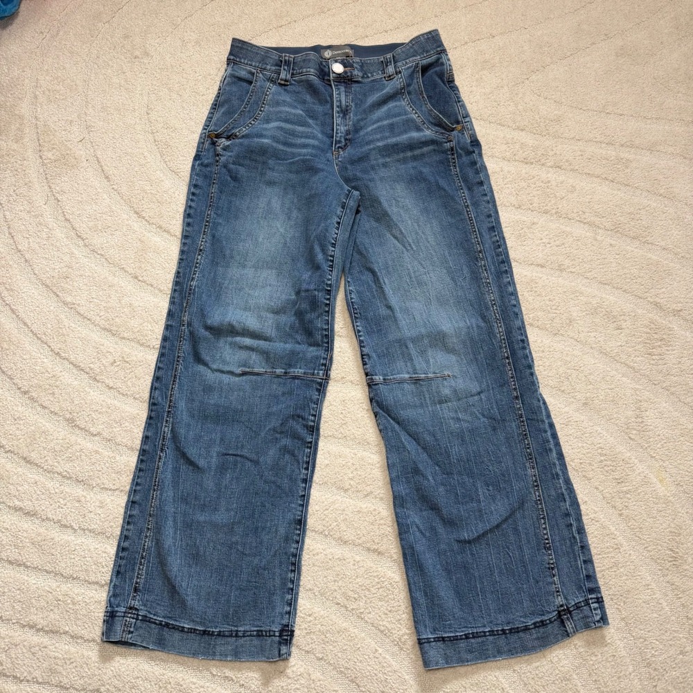 Democracy Ab Solution Wide Leg Jeans Womens 10 Blue High Rise Denim Trousers